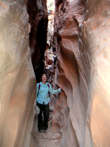 Caught in the narrow slot of Little Wild Horse Canyon